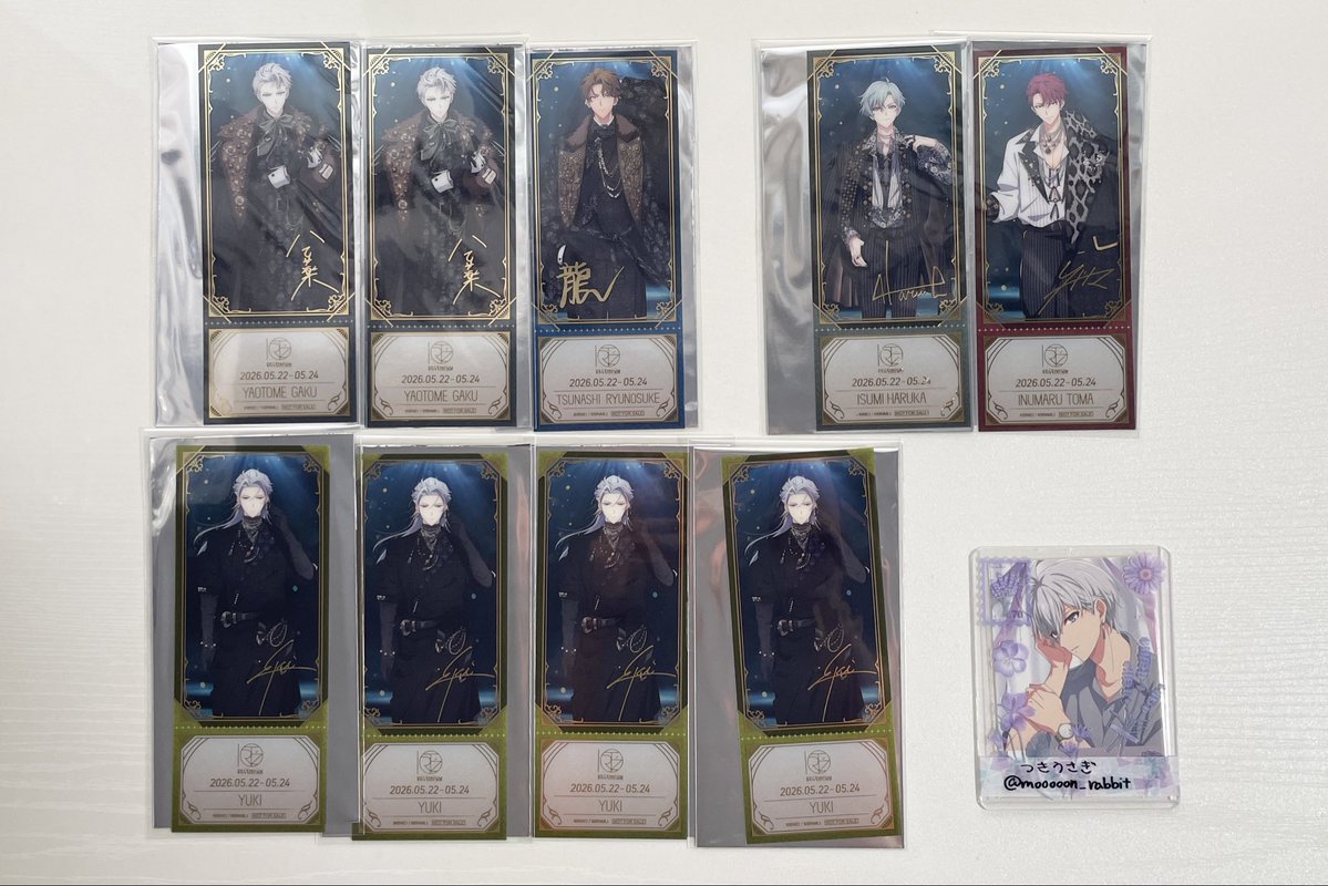 mooooon_rabbit's tweet photo. 【交換】アイドリッシュセブン アイナナ EXPO 2026 DECENNIUM 特典 チケット風クリアカード

譲：楽2 龍之介 千4 悠 トウマ

求：環5 壮五4

◇都内(主に池袋)手渡し、または郵送
◇郵送の際はまとめて優先 https://t.co/y9Wd1Pe2yA