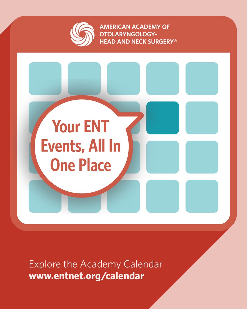 AAOHNS's tweet photo. Your ENT events, all in one place. The AAO-HNS Calendar is your go-to resource for staying current and connected to the specialty, packed with:

🎤 Conferences 🩺 Workshops 💻 Webinars 📋 &amp; more!

Explore what's coming up: https://t.co/XttpVznv26

#ENTEvents #ENTWebinars #AAOHNS https://t.co/cjLLosmTca