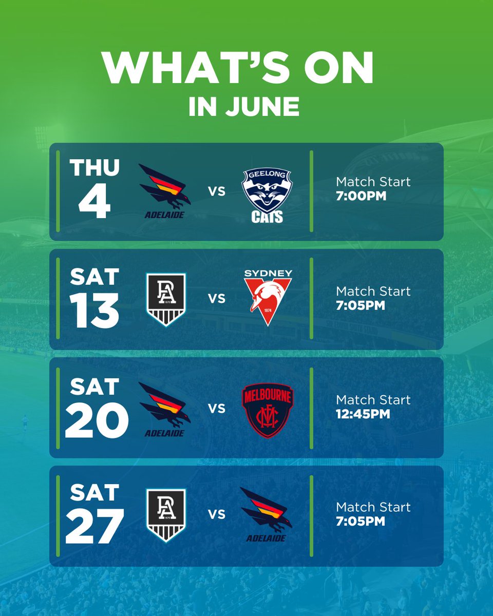 TheAdelaideOval's tweet photo. Week after week of unmissable moments this June! https://t.co/crLPvr5s22