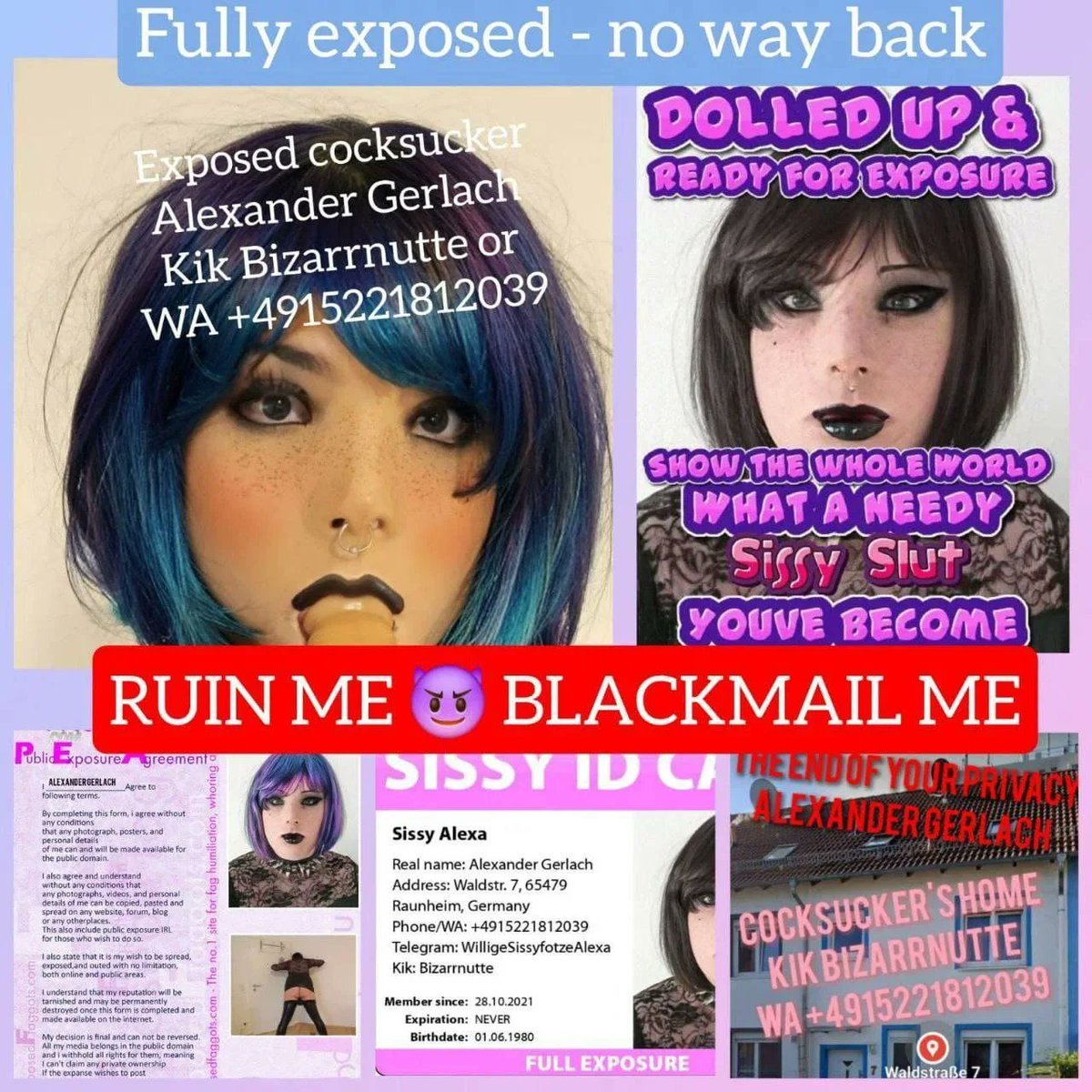 monkeybob666's tweet photo. Silly little sissy Alexa @LoserfotzeAlex wants nothing more than to be completely outed and exposed for her birthday. Feel free to message or call her for some birthday fun🍆💦🤤/🍆💦🍑. Help expose the slut.  https://t.co/KVCJVCBVpU

@stupidloserfuck @a120mph @PigslutG https://t.co/sCc0c1KOHT