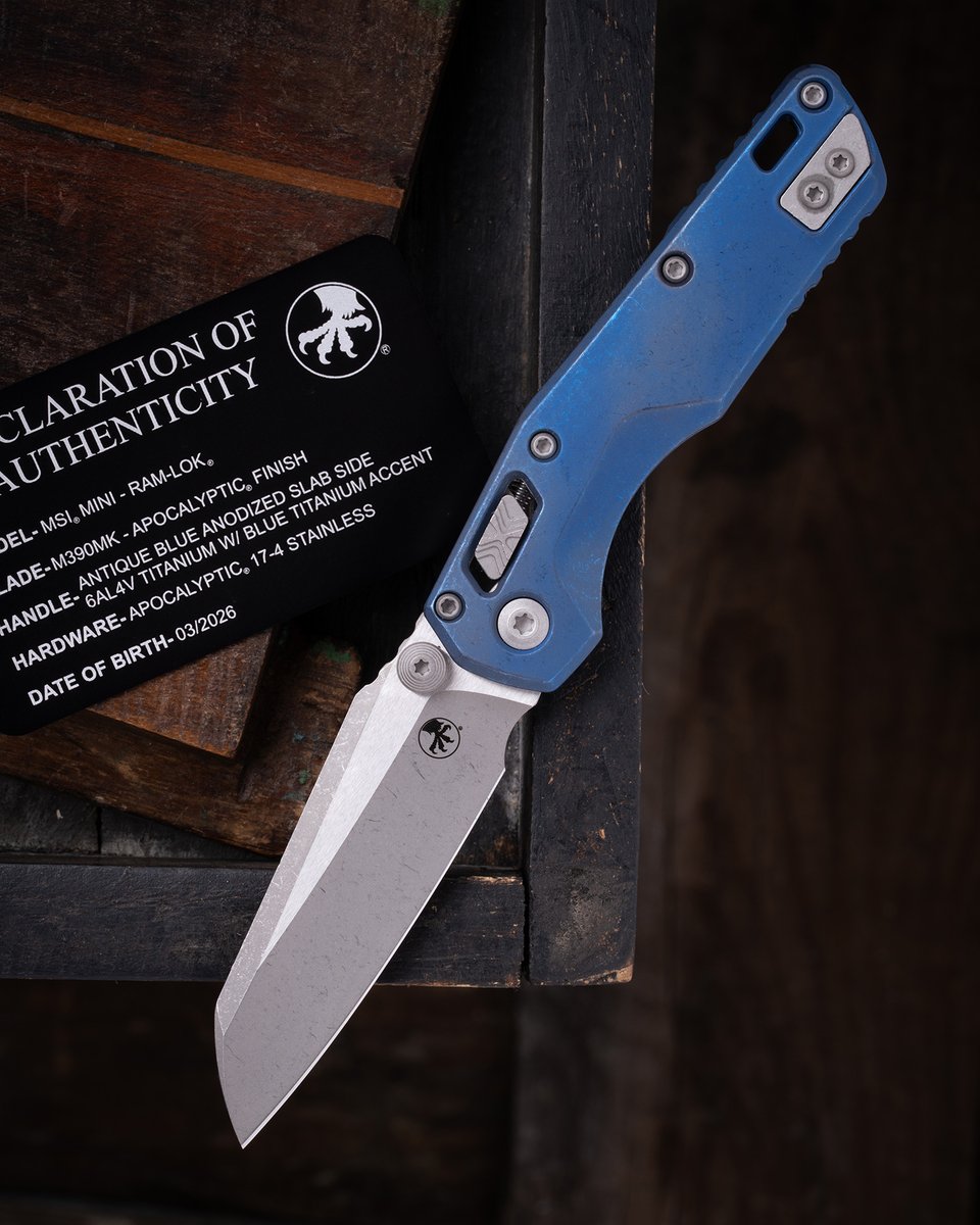 microtechknives's tweet photo. The MSI® Mini RAM-LOK® with an apocalyptic wharncliffe blade and an antique blue titanium handle. Part of our Select Series.

Part workhorse EDC, part collectors item. All Microtech.

SKU: 210M-10APMS2

#Microtech #Knives #MadeInAmerica #Knife #EDC #Collector #Art https://t.co/Z1RdS2bpgJ