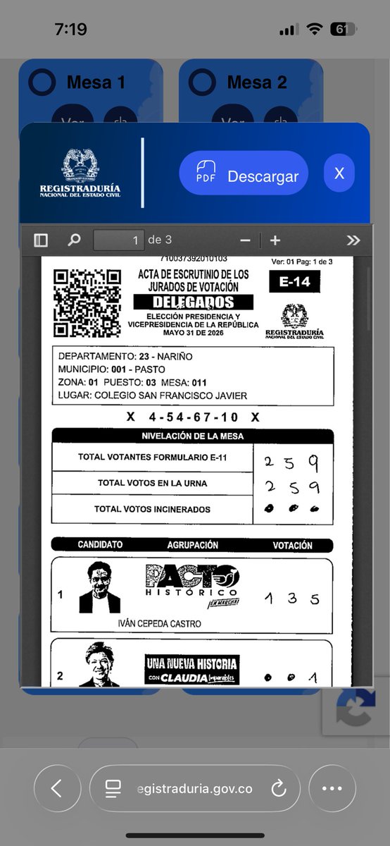 aliasalecza's tweet photo. @andignadx FRAUDE ELECTORAL PASTO NARIÑO, MESA 11 COLEGIO SAN FRANCISCO JAVIER.
¡POR FAVOR DIFUNDIR!
#elecciones2026 #votaciones https://t.co/idp3e3fAyA