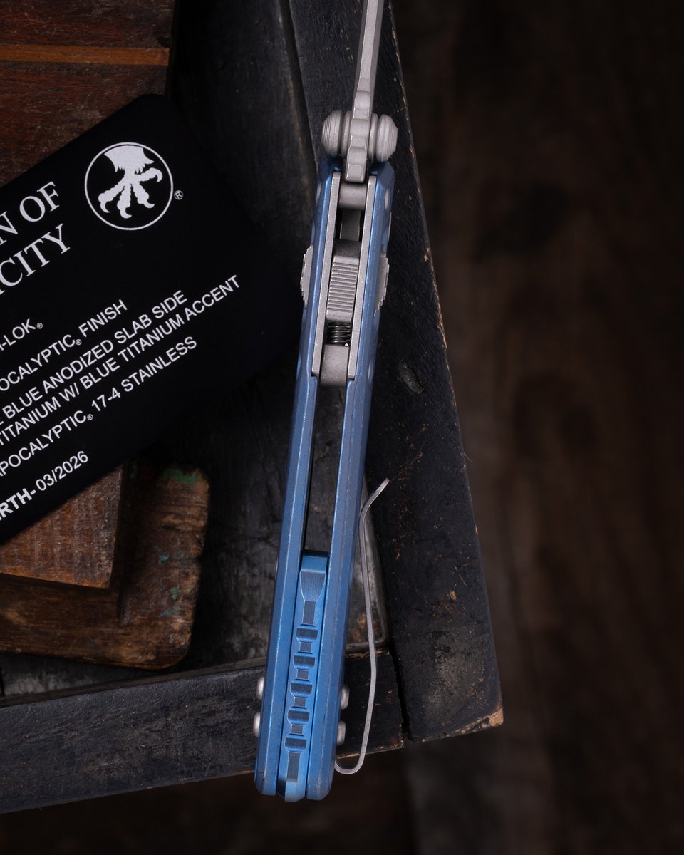 microtechknives's tweet photo. The MSI® Mini RAM-LOK® with an apocalyptic wharncliffe blade and an antique blue titanium handle. Part of our Select Series.

Part workhorse EDC, part collectors item. All Microtech.

SKU: 210M-10APMS2

#Microtech #Knives #MadeInAmerica #Knife #EDC #Collector #Art https://t.co/Z1RdS2bpgJ