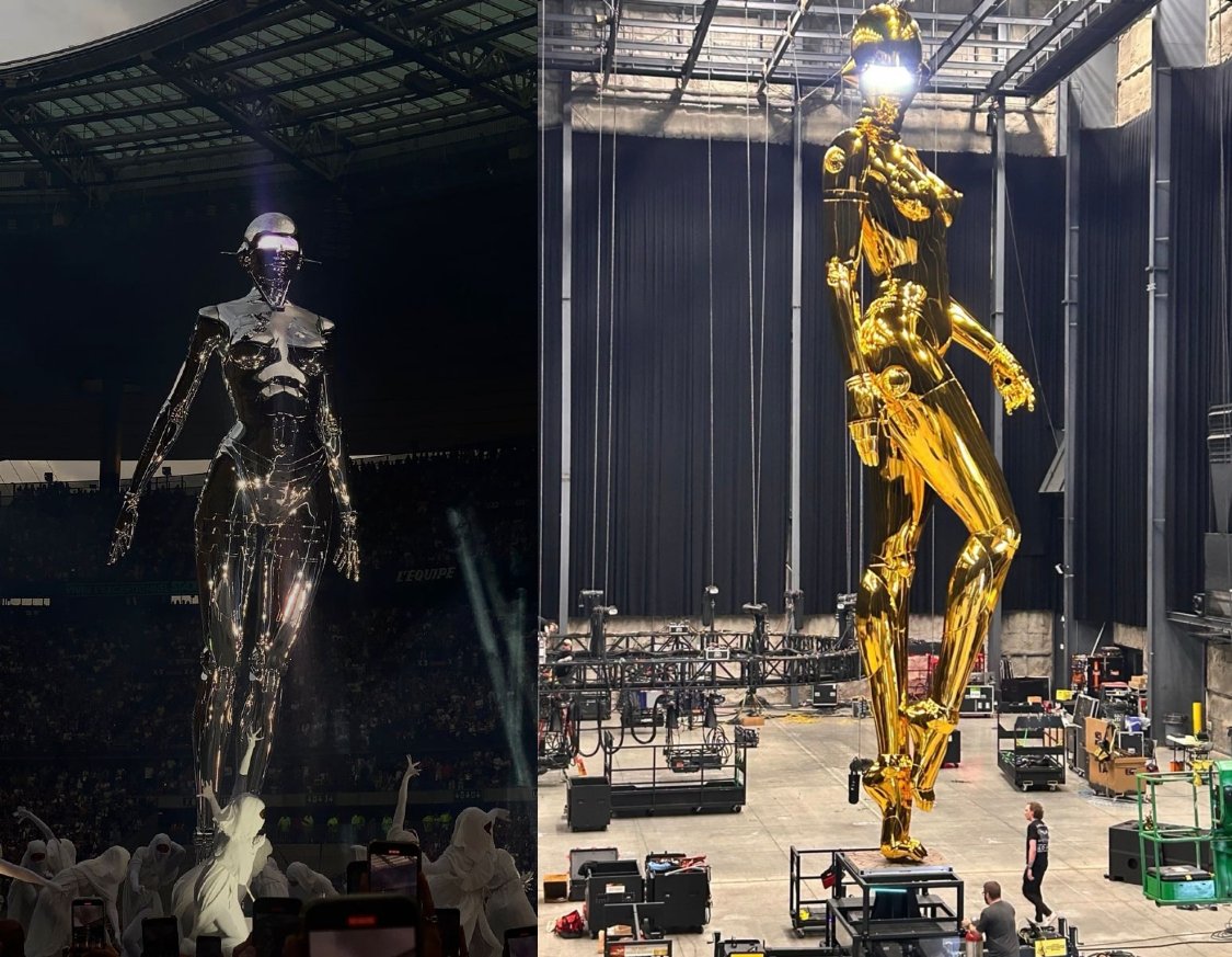 tr2thxo's tweet photo. According to The Weeknd, the Sorayama statue for his tour has increased in height from 20 feet to 40 feet. https://t.co/2kQQr4vgpD