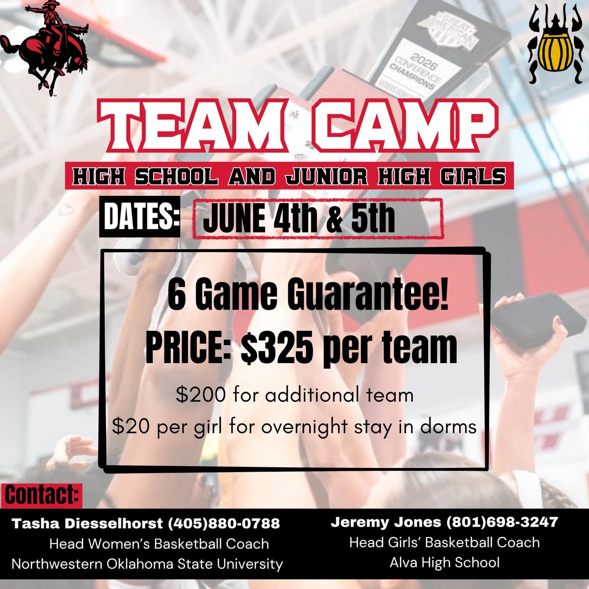 Hugoton_GBB's tweet photo. Here are the 2 team camps we are planning to attend. We will be taking a JV and Varsity team to the NWOSU team camp! https://t.co/JaMXAW9FiZ