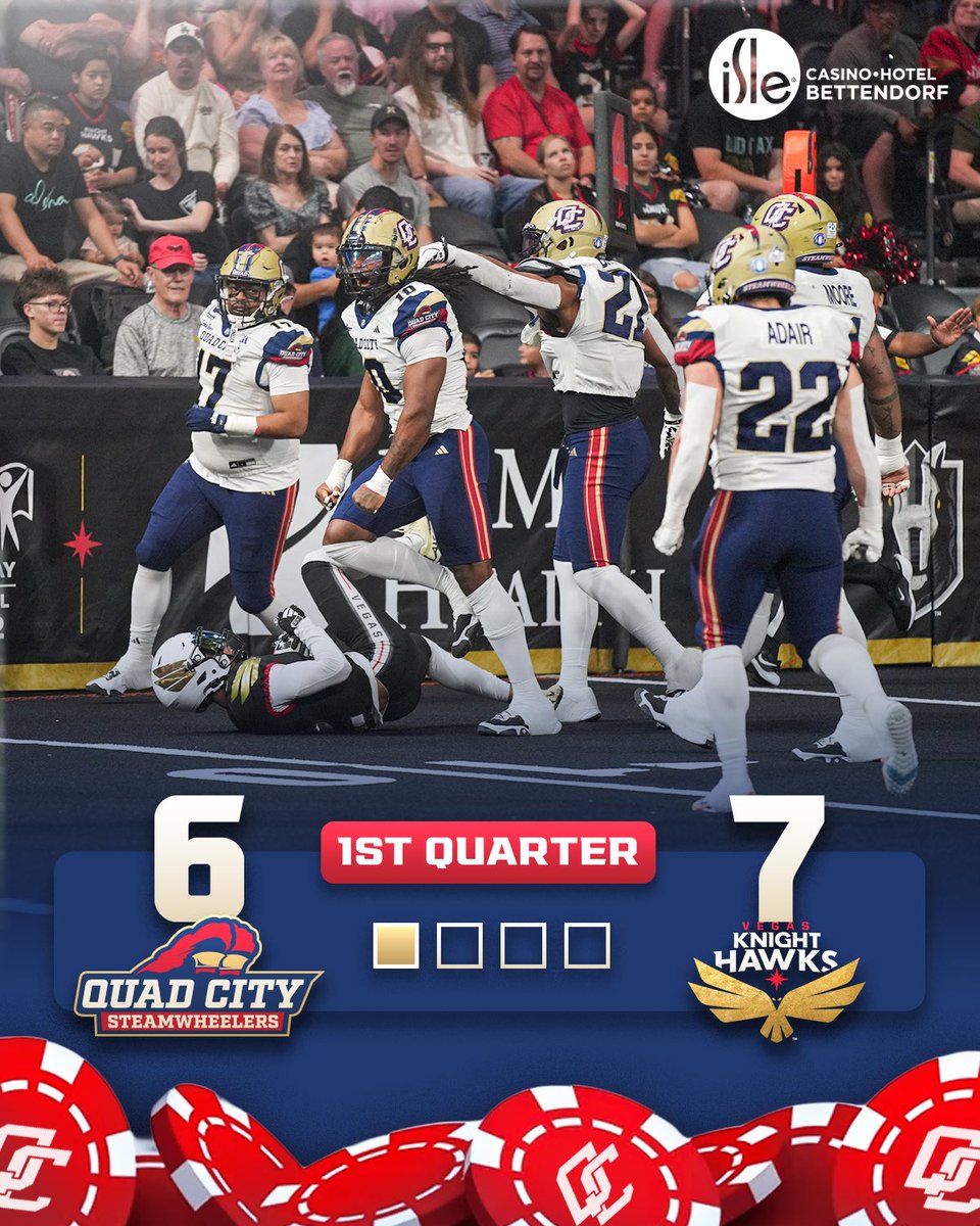 QCSteam's tweet photo. One down. 

Score update brought to you by Isle Casino and Hotel

#sQUADCITY | #EarnYourStacks https://t.co/1X1ey2XPRd