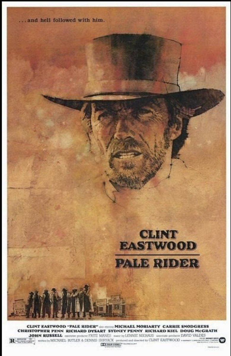 jpalmiotti's tweet photo. For a bunch of years, I did work for the famous movie poster designer Bill Gold. One of his clients was Clint Eastwood. I worked on a ton of posters for his movies during that time. Some below. Clint knew what sold his movies- his face big on the poster- and this was before computers so we would get stock shots of Clint and design posters around them- using paint, bleach and dye and stripping images and airbrushing effects and so on... when we did not just use illustrators like with Pale Rider. Part of the job was designing a bunch for different countries as well. Clint always hand picked the posters he liked best and they - again- were the ones with his head the main focus. 
The Sudden Impact poster - I remember this one well- I had a shot of Clints head, cut it out, sanded the edges of the back of the photo, stripped it on a color airbrush background I did using paint, softened the edges of the hair by hand, then stripped a cityscape in the background and hand painted the bullet hole and crack working from a photo and then drew the cracks with black and white paint and colored dyes over Clint's head, indicating shadows. If you look close you can see the paint...but the illusion was there- again, before computers took that job away. The collar and jack are obviously airbrushed. The sweat and lighting on the face done with Dyes and a brush. The Tightrope one, we had a photo shot of the handcuffs on a bed post-stripped it to the background and so on- all of these are photo composite with some retouching except for pale Rider which was an illustration.