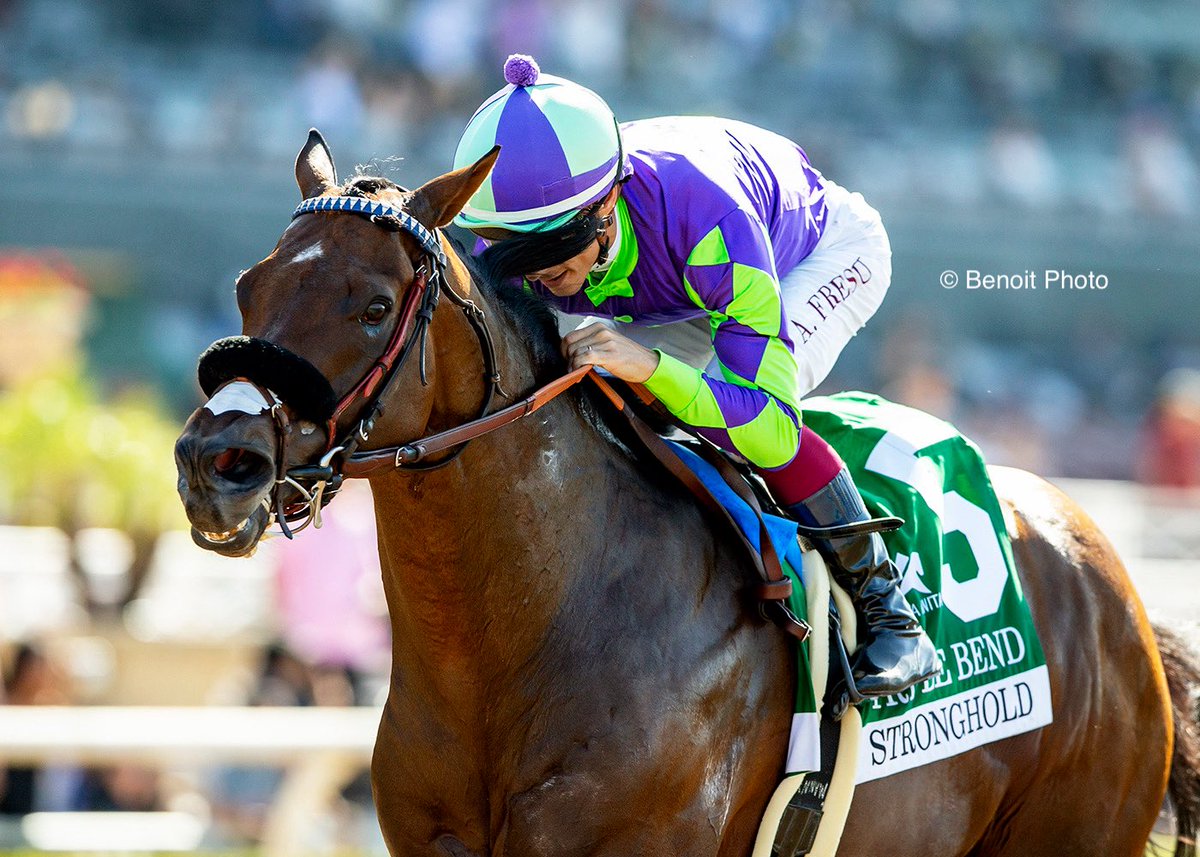 benoitphoto_'s tweet photo. Stronghold and jockey Antonio Fresu win the Grade III, $100,000 Triple Bend takes, Sunday, May 31, 2026 at Santa Anita Park, Arcadia CA.

View all our photos at https://t.co/GRX92DKjLs 

© BENOIT PHOTO https://t.co/D72h1fpfpy