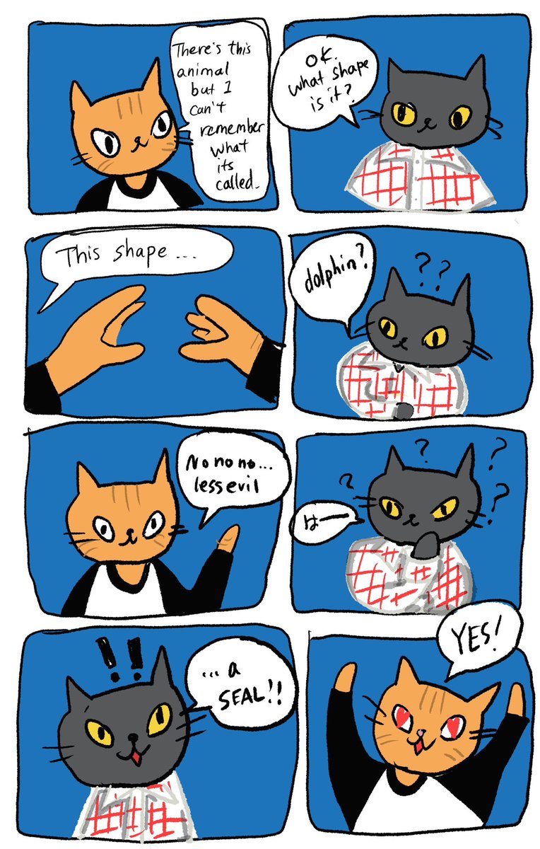 witchbabyy's tweet photo. forgot about this comic i made of the convo me and k had when i couldn’t remember the japanese word for seal https://t.co/yl2vl6VAM9