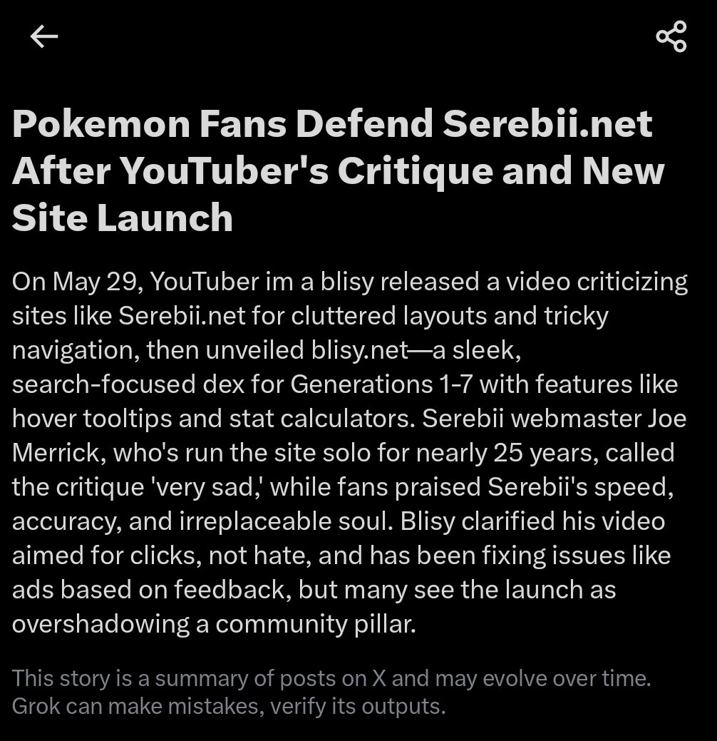 ItsPapaJefe's tweet photo. My friend blisy is getting DMs saying:

"kill yourself" 

because of a click bait title &amp; thumbnail...

The video itself calmly covers the frustrations that motivated the project in the first place. 

Liking and using serebii, doesn't justify harassing someone who criticized it. https://t.co/HCTMWYzJow