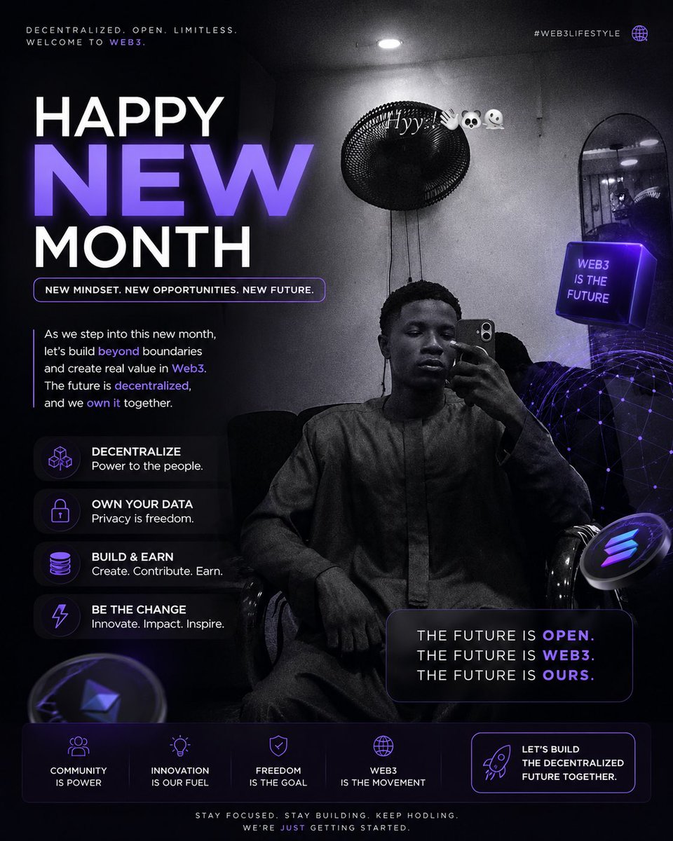 TunjiXchange's tweet photo. 🚀 Happy New Month, Web3 Family 🎉

A new month means new opportunities, new connections, and new milestones to achieve.

As we step into this month, stay focused, keep building, and continue creating value in the decentralized ecosystem. Every interaction, contribution, and lesson learned brings us one step closer to the future we’re building together.

💜 Keep learning.
💜 Keep networking.
💜 Keep shipping.
💜 Keep believing.

The future is decentralized, and we’re still early.

Wishing everyone a productive month filled with growth, opportunities, and massive wins in Web3.

#HappyNewMonth #Web3 #CryptoCommunity #Blockchain #DeFi #NFTs #BuildInPublic #Web3Lifestyle