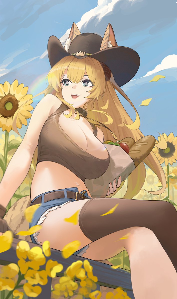 HorndMutt's tweet photo. I had the most incredible outing! The sunflowers were absolutely stunning, and the view was just breathtaking! I’m so thrilled that I got to share this amazing day with you!
🎨: @/zaqsta

#HornedMutt #Sareeniart #Vtuber #artwork https://t.co/4irrUtC4yw