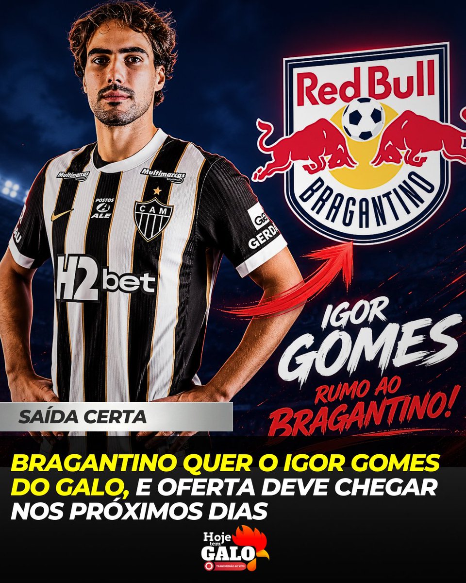 repsoldandre's tweet photo. ⚠️ BRAGANTINO QUER IGOR GOMES DO GALO!

Essa é uma informação em oferecimento: @botinternetfibra

O Red Bull Bragantino deve formalizar nos próximos dias uma proposta para contratar o meia Igor Gomes, do Atlético. A informação foi apurada junto a pessoas ligadas à negociação, que confirmaram o interesse do clube paulista no jogador de 27 anos.

Sem espaço no elenco comandado pelo técnico Eduardo Domínguez, Igor Gomes é visto pelo Massa Bruta como uma oportunidade de mercado para a sequência da temporada. A diretoria do Bragantino avalia os moldes da investida e trabalha para apresentar uma oferta oficial ao Atlético ainda nesta janela de transferências.

Nos bastidores da Cidade do Galo, o entendimento é que uma saída do meia é considerada possível. O jogador já foi comunicado de que não faz parte do planejamento de longo prazo do clube, e o contrato atual se encerra ao fim da temporada.

A situação contratual pesa na avaliação atleticana. Sem avanço nas conversas por renovação, o Atlético entende que uma negociação no meio do ano pode evitar a saída gratuita do atleta em dezembro.

Contratado pelo Galo em 2023 após deixar o São Paulo, Igor Gomes soma mais de 170 partidas com a camisa alvinegra com 11 gols e 11 assistências pelo Galo.

O Bragantino busca reforços para o setor de criação e vê no meia um nome experiente, com rodagem em Série A e potencial para recuperar protagonismo em um novo ambiente. Até o momento, as conversas acontecem de maneira inicial, mas há expectativa de avanço nos próximos dias.

Caso a negociação evolua, Igor Gomes poderá encerrar uma passagem de três temporadas pelo Atlético e iniciar um novo desafio no futebol paulista.

Via: Rádio Itatiaia
📸 Divulgação/Atlético e Produção/Wadson Fernandes

🤬 SUA INTERNET ESTÁ TRAVANDO?
📶 QUEM EXIGE QUALIDADE ESCOLHE BOT INTERNET FIBRA
ACESSE ➡️ https://t.co/psnvvpoxpn
OU ENTRE EM CONTATO PELO: (31) 3245-1817