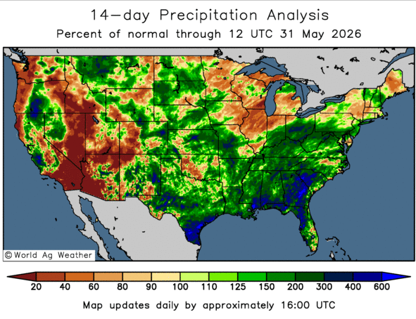Strawhats7's tweet photo. 14-day landed moisture looking better for northern HRW and spring #wheat areas......forecast turning wetter for western EU and black sea winter wheat continues to look ideal spring planting catching up...... https://t.co/VQgFeQXs53