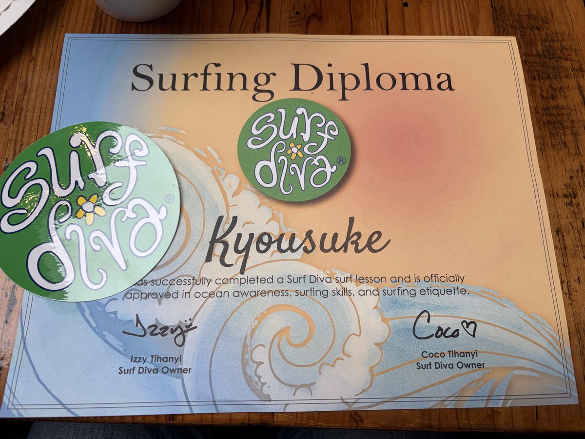 kyousuke_nikkan's tweet photo. サンディエゴのビーチでサーフィンを初体験しました🏄
お世辞にも上手く乗れたとは言えない内容でしたが…修了証をいただきました😭
@VisitCaliforniaJapan 
@VisitCalifornia 
@love_tourism_pr
#カリフォルニア観光局
#カリフォルニア
@visitsandiego https://t.co/bqHS9u89W4