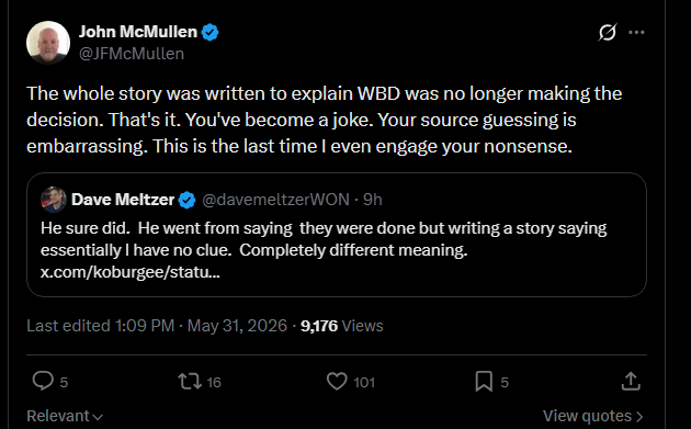 Higuysimdangle's tweet photo. @davemeltzerWON Dave do you really want to call people out for not wanting to have an honest discussion? https://t.co/3yt6PpN7TI