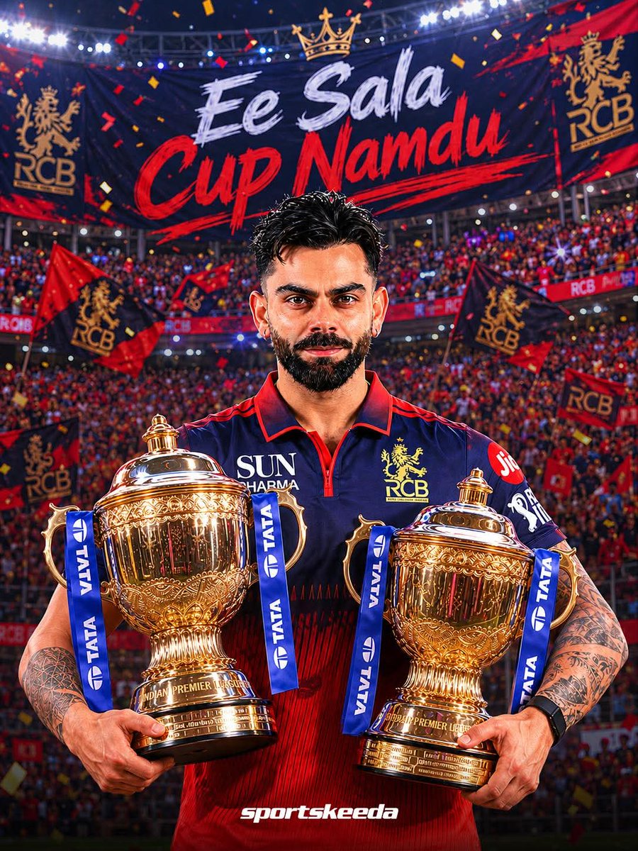 RandhirRana777's tweet photo. Ee Saala… 2x 🏆 Naamdu 
♥️ #RCB https://t.co/Dvug6H8h8S
