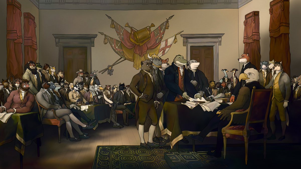 YoungJacobArt's tweet photo. "We hold these truths to be self-evident, that all men are created equal, that they are endowed by their Creator with certain unalienable Rights, that among these are Life, Liberty and the pursuit of Happiness."

Happy 250 America! https://t.co/2j9AJWy0S8