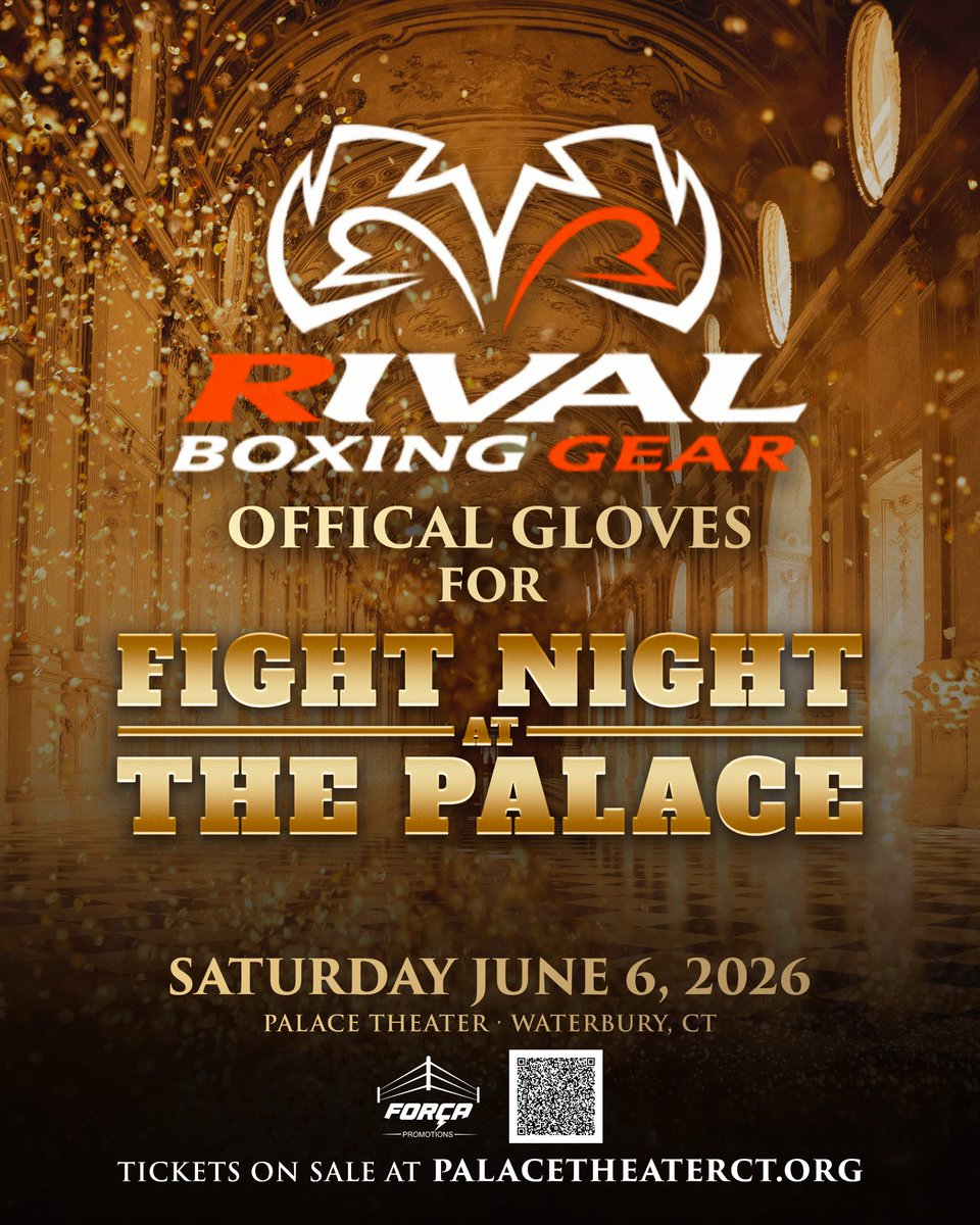 ForcaBoxing's tweet photo. Rival Boxing Gear will be providing the official gloves for FIGHT NIGHT at THE PALACE 🥊

Huge thank you to Rival for supporting the event &amp; helping bring a world class boxing experience to CT. We’re proud to have one of the top brands in boxing involved in this historic night 💯 https://t.co/UABfOdczij