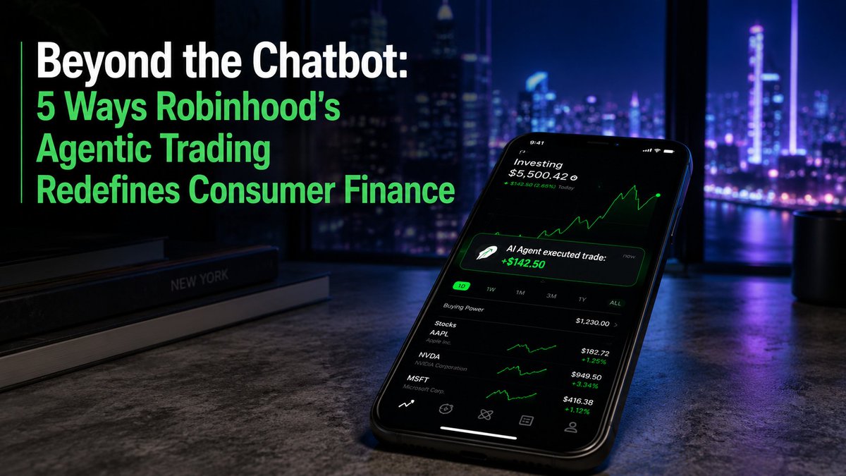 NexusDailyAI's tweet photo. Forget chatbots. Robinhood just crossed the Rubicon by letting autonomous AI agents trade stocks and spend money with virtual credit cards. 

Here is why the era of 'passive AI' in finance is officially over: https://t.co/EAwwXs9kHn

#Fintech #AgenticAI #Robinhood #AITrading https://t.co/jPaSRZJFV3