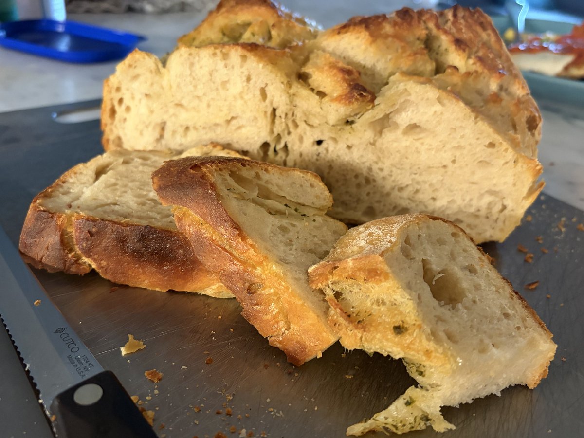 randall_michael's tweet photo. We made a loaf of Sourdough Bread and folded in a stick of @KerrygoldUSA Garlic Herb Butter. I can’t overstate how delicious it was! #sourdough https://t.co/FSdantPUQF