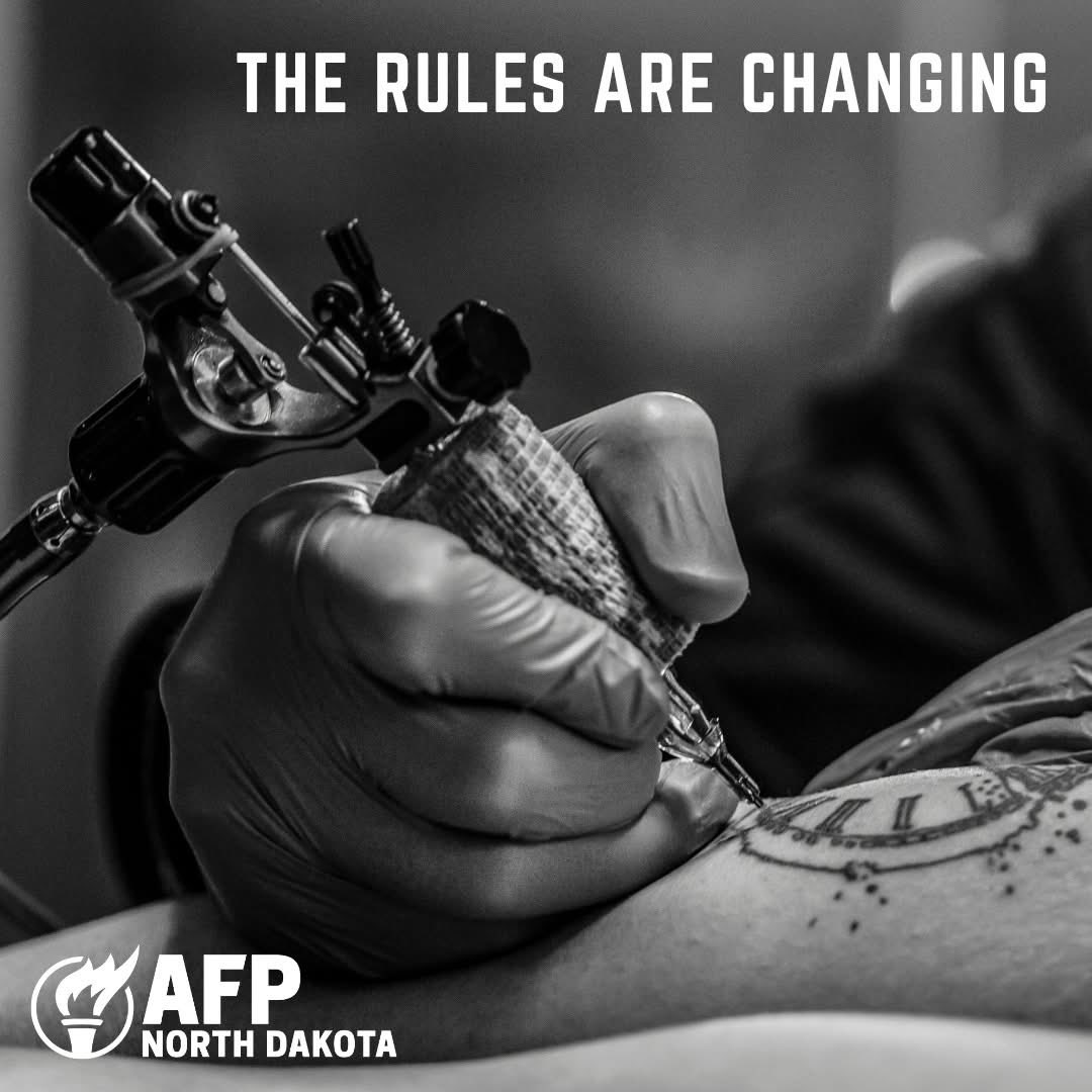 AFPND's tweet photo. 📢‼️ Attention ND Tattoo Artists and Shop Owners 

The state is holding a public meeting re: regulatory updates that will directly impact your industry.

Let your voice be heard. 

🗓 Tues, June 16 @ 12PM
📍 State Capitol, Judicial Wing, Rm 210
🔗 https://t.co/EeZAp8KSGy https://t.co/GkptNTfr7P