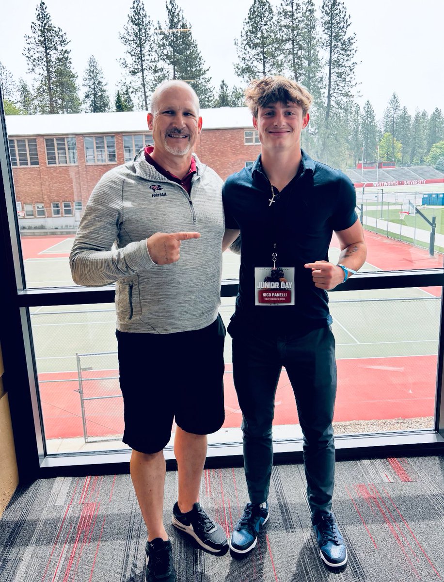 NicoPanelli2323's tweet photo. After a great conversation with @misseybryce and @coachsandberg I’m very excited and blessed to say I’ve received my first Offer to play football at Whitworth University 🙏@WhitworthFB Go Bucks! @coachsandberg @NicRoger3 @whitworth @marner_28 @carllaGronejr @PrepRedzoneNV https://t.co/q5z8Ppqjm7