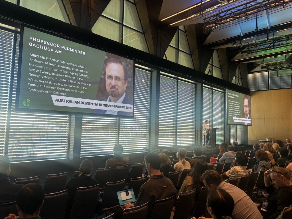 ADNeT_Australia's tweet photo. Professor Perminder Sachdev, Co-Director of UNSW Centre for Healthy Brain Ageing (CHeBA), delivers our first keynote address... a fascinating reflection on the history and latest innovation in vascular dementia treatment and diagnosis #ADRF2026 https://t.co/L8Q8hQ9Fwx
