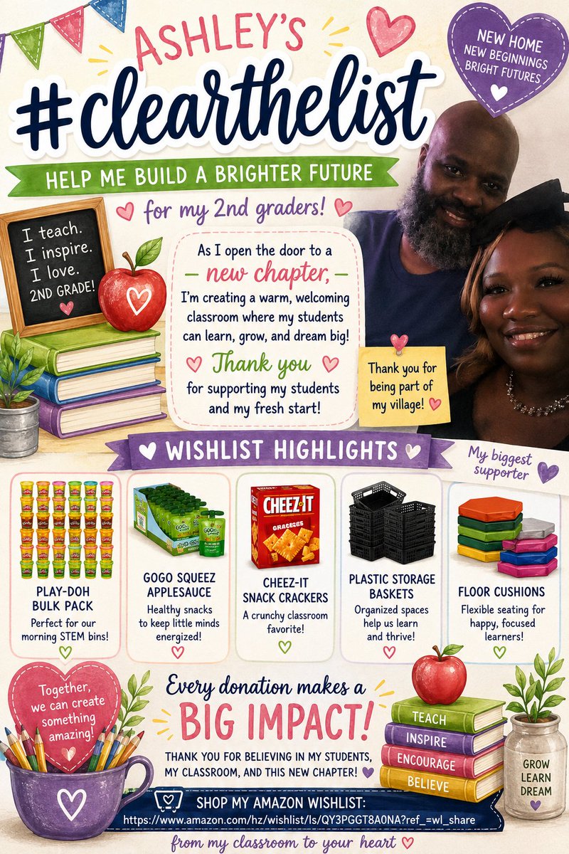 ashleygsmith's tweet photo. https://t.co/oSTfNijs8x
#clearthelist2026 #clearthelist #adoptaclassroom https://t.co/RjZnBPh9Fb