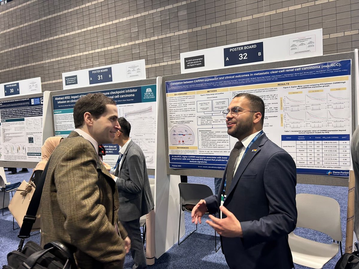 WDKhatoun's tweet photo. Honored to have presented our poster today at #ASCO26 about the role of CARINH in predicting progression in mccRCC. Grateful for the exemplary mentorship of @DrChoueiri and @BraunMDPhD!

@ASCO @DanaFarber_GU @DanaFarber @OncoAlert @IMG_Oncologists https://t.co/bK5fzUIoXf
