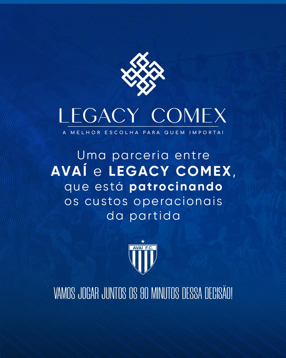 AvaiFC's tweet photo. 🦁🏟️ SERVIÇO DE JOGO DA FINAL!

Para esta partida, TODOS OS INGRESSOS serão GRATUITOS, oferecidos por meio da parceria entre o Avaí e a empresa Legacy Comex.

Saiba como resgatar o seu ingresso:
https://t.co/mICCJeDFYH 

#TodosPeloAvaí https://t.co/nAqzF6sIQm