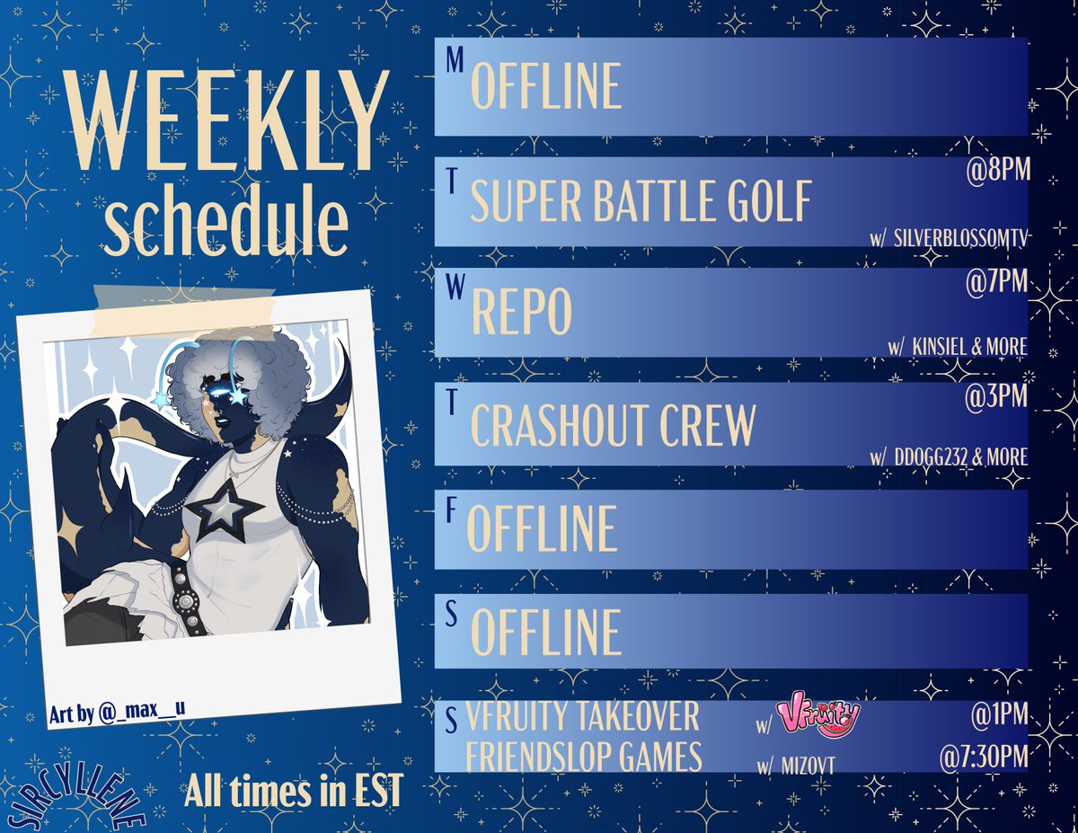 SirCyllene's tweet photo. 🦈💫My schedule for 6/1-6/7 (omg..)💫🦈 https://t.co/VRL2LKebP6