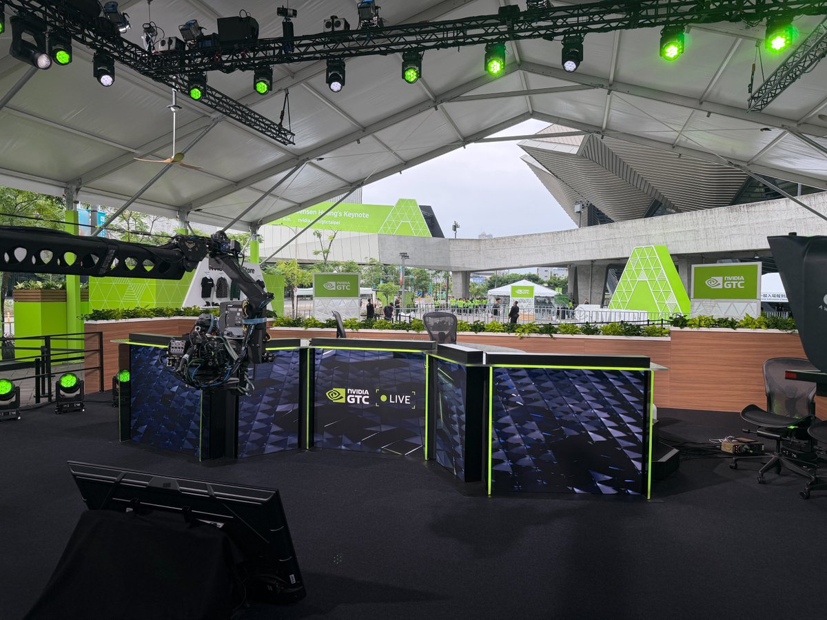 NVIDIAAP's tweet photo. Taipei is getting ready. 🎬

The stage is ready for the #NVIDIAGTC Live keynote pregame — where technology leaders set the tone for what Jensen's about to unveil.

Join us at 9 a.m. SGT / 11 a.m. AEST: https://t.co/EJA2yaCOLa https://t.co/Q8hEXfKofT