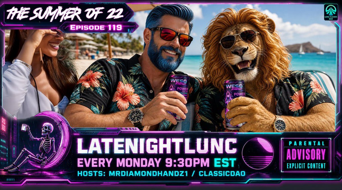 MrDiamondhandz1's tweet photo. $LUNC army join us tomorrow at 9:30 PM EST for Late Night Lunc!
We will discuss the latest news and developments in crypto, the real world, and all things Luna Classic!
Hosts:
@MrDiamondhandz1
@LunaClassicDAO
Episode - 119 “The Summer Of 22”
See you there! 💎🤲🏻 #LUNC https://t.co/nV9ejtZqrF