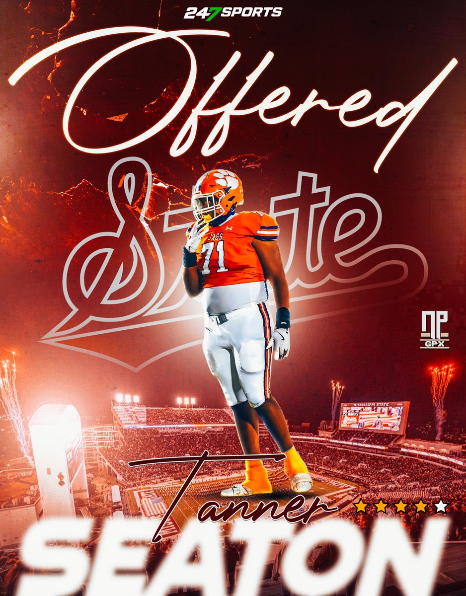 NathanPurvis's tweet photo. | OFFERED |

Tanner Seaton (@TannerSeaton71), the class of 2028 @247Sports 4⭐️offensive lineman from Madison Central High School (Madison, MS) picks up the offer from the Mississippi State Bulldogs. #HailState

Profile: https://t.co/4grMaBE7V4