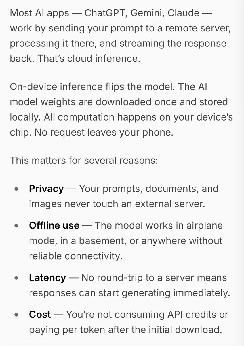 0xtangelo's tweet photo. @kelxyz_ bullish on edge compute as a second order effect

Google’s AI edge gallery already proving out the early innings of this https://t.co/9PL3JKmzbI