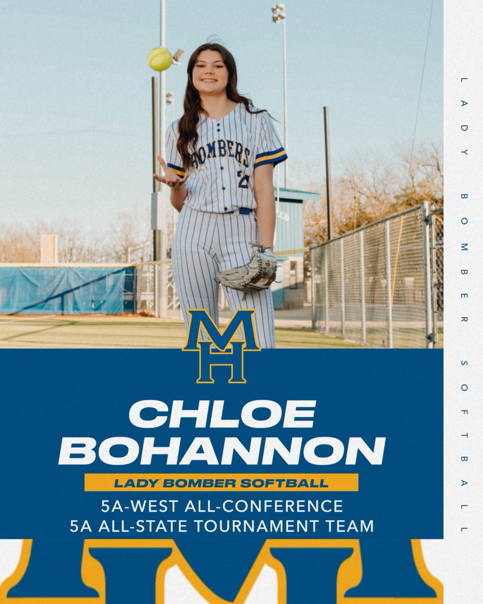 MHSoftball_'s tweet photo. Congratulations to our own Chloe Bohannon who was named to the 5A-West All Conference squad, and additionally, was named to the 5A All-State Tournament team!! ✈️ https://t.co/NJp4E65hRY