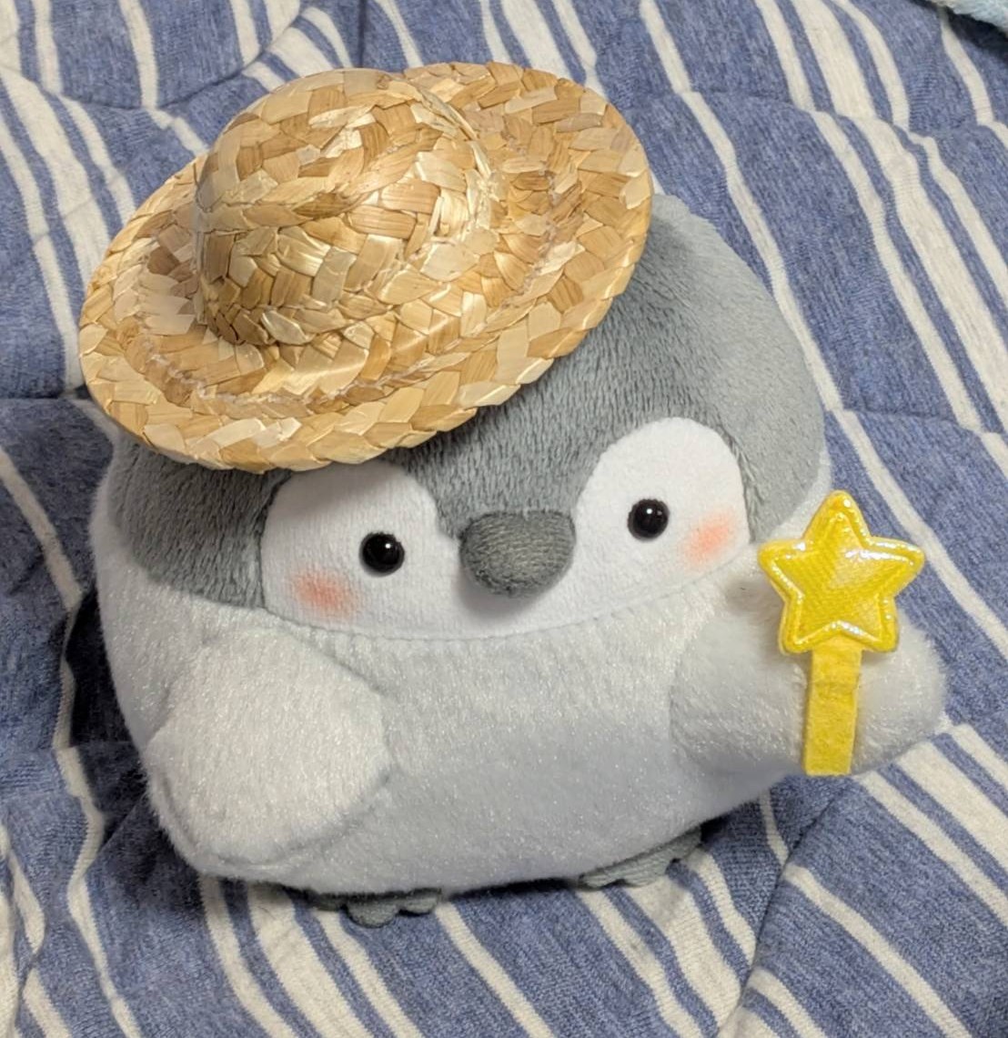 我が家のコウペンちゃんにも麦わら帽子をプレゼントしたところでした