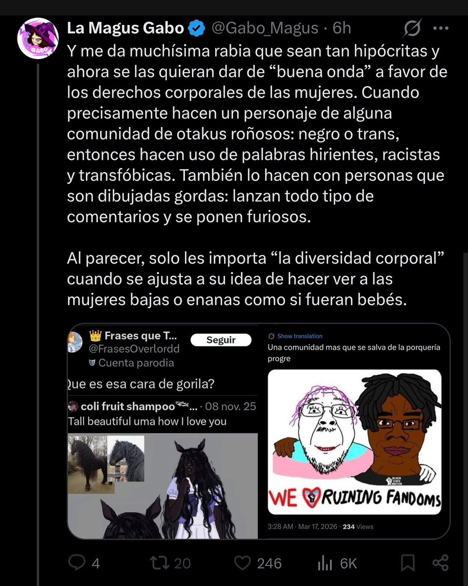 Ethoswaifuwu's tweet photo. Así mismo, la misma radfem tipifica a toda persona que se queja de este tipo de discriminación como «malo» o de corte ideológico igual de radical que ella.

Esto, cuanto menos, es manipulativo.

Si bien hay hipócritas como tú, no todos somos de la misma condición. https://t.co/QTky7oBRe6