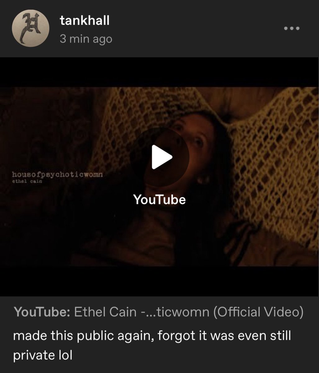 ethelcaindata's tweet photo. hayden has unprivated the  “housofpsychoticwomn” music video after unlisting it prior to the perverts era 

🔗: https://t.co/2kIDfmzr8G https://t.co/ggx7vQqE8H