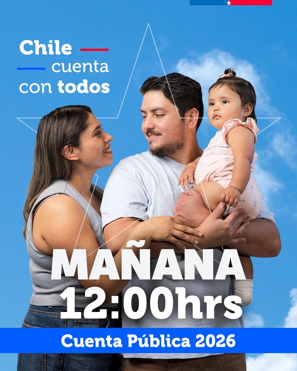 MinagriBioBio's tweet photo. 🇨🇱 MAÑANA | 12:00 HORAS

📣 Cuenta Pública Presidencial 2026

Acompaña la primera Cuenta Pública del Presidente José Antonio Kast, instancia en la que se dará cuenta de los avances, desafíos y prioridades para el país.

📲 Sigue la transmisión a través de las redes oficiales. https://t.co/wSyqRZ50fV