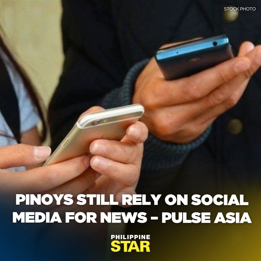 PhilippineStar's tweet photo. Despite the prevalence of false information online, Filipinos continue to rely on social media platforms, particularly Facebook, as their primary source of news, a survey conducted by Pulse Asia showed. https://t.co/LtpuzE7fsU https://t.co/uwGYhvlygv
