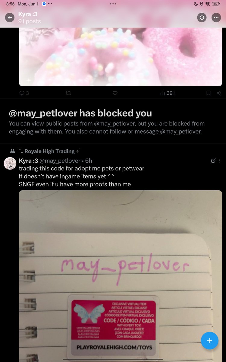jjjjjjjjjuiwpao's tweet photo. @may_petlover is a scammer dont trust her i got scammed out of my sweet in mm2 #mm2 #adoptmetrade
User : maytheplayer2 https://t.co/ZD1K3VgsAr