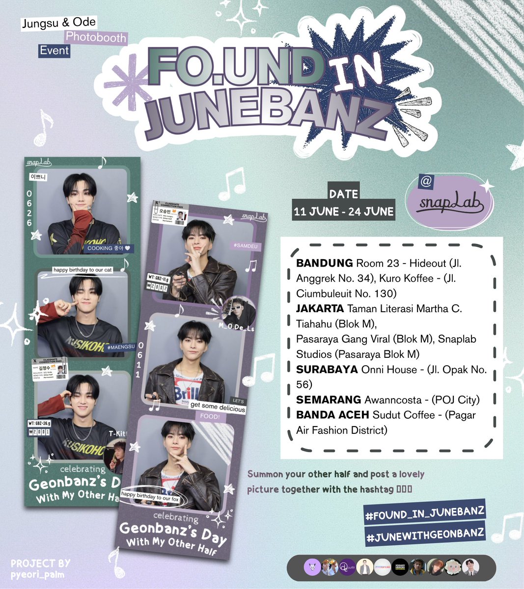 pyeori_palm's tweet photo. ˚₊‧꒰ა 𝙁𝙊.𝙐𝙉𝘿 𝙄𝙉 𝙅𝙐𝙉𝙀𝘽𝘼𝙉𝙕 ໒꒱ ‧₊˚

Xdinary Heroes’s Jungsu &amp; Ode Birthday Frame Event by. @pyeori_palm

⦮ ⦯ Only on SnapLab
⦮ ⦯ 11th - 24th JUNE

#XdinaryHeroes #정스 #오드 #건반즈 #FOUND_IN_JUNEBANZ #JUNEWITHGEONBANZ https://t.co/RBxIZaLMKO