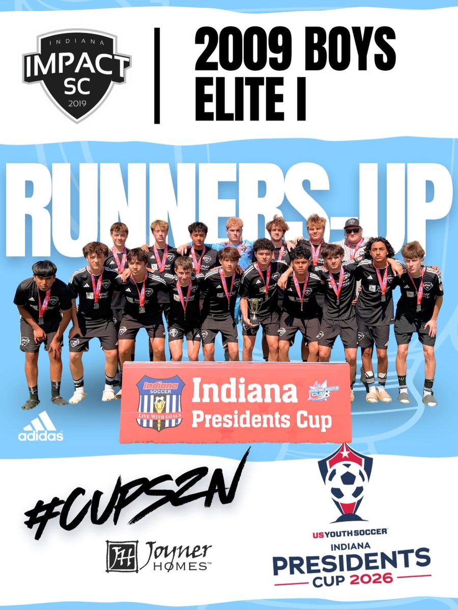 IndianaImpactSC's tweet photo. CUPSZN: The 2009 Boys Elite 1 had an amazing run this #CupSNZ from the play-in to Prelims to Finals weekend to today. Every game a grind! The highlight of the Cup was coming back from an 0-2 deficit to go to PKs with an exciting win! Great job to Coach Trae and the boys ✊ #ALLin https://t.co/MbTjeKatXB