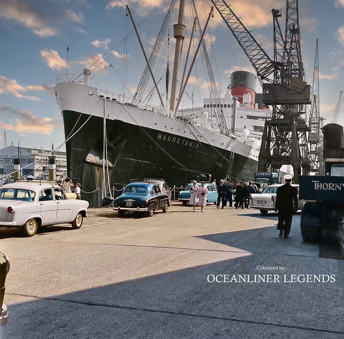 OceanlinerLedge's tweet photo. Two funnel RMS Mauretania in Southampton, May 10, 1960. https://t.co/kb5hKrDWDt