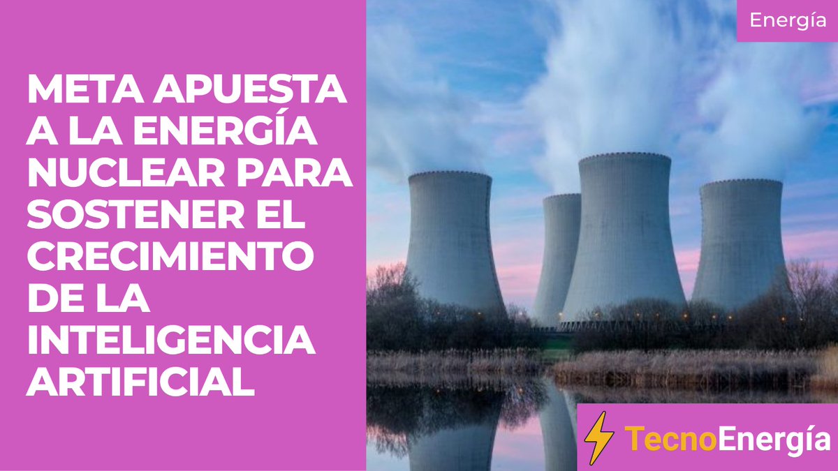 TecnoEnergyArg's tweet photo. 📌 Meta apuesta a la energía nuclear para sostener el crecimiento de la inteligencia artificial

La empresa tecnológica Meta anunció la firma de un acuerdo a 20 años con la compañía energética Constellation Energy para abastecerse de energía nuclear, en una decisión que refleja la creciente demanda eléctrica que generan los desarrollos vinculados a la inteligencia artificial. 

El convenio contempla la compra de aproximadamente 1,1 gigavatios de energía producida por el Centro de Energía Limpia Clinton, ubicado en el estado de Illinois, a partir de junio de 2027. Se trata de la totalidad de la producción del único reactor nuclear que opera en ese complejo. 

🔗https://t.co/tDfjFVnSKv