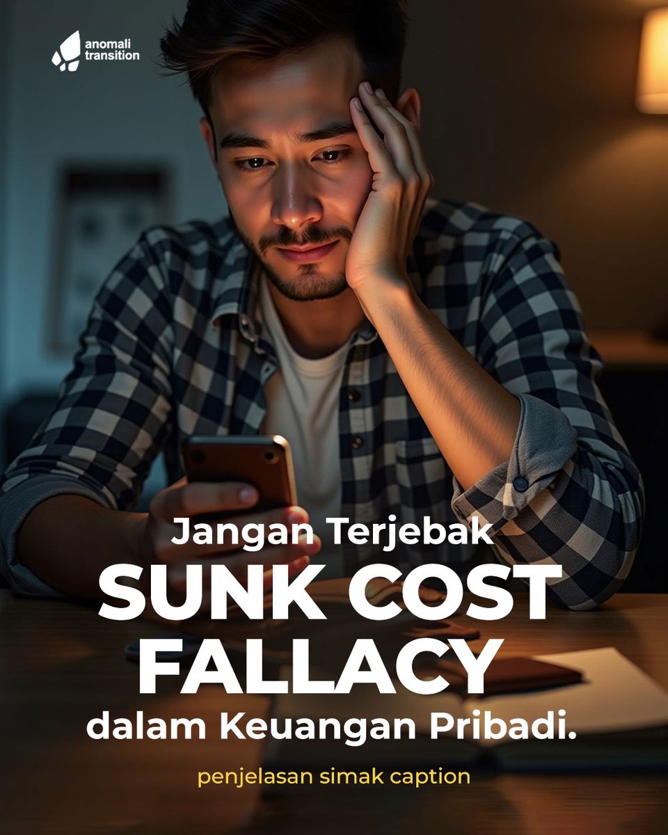 anomalitrans's tweet photo. Masih lanjut bayar sesuatu yang sebenarnya sudah nggak berguna cuma karena merasa “udah terlanjur”?
Itu namanya sunk cost fallacy.

Padahal, uang yang sudah keluar tidak selalu harus dipertahankan terus. Kadang keputusan finansial terbaik adalah: berani berhenti rugi lebih jauh. https://t.co/cEq1Ny1FBs