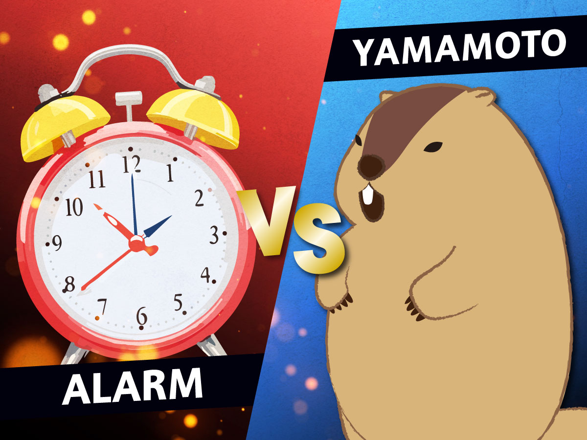 AMUSE_marmot's tweet photo. 💁‍♀️やまもと、勝てないよ。

第3戦：目覚まし時計 vs やまもと ⏰

毎朝鳴り続ける強敵に挑むやまもと…

次は何と戦ってほしい？

#やまもと完敗　#マーモットのもっとっと https://t.co/ACsEU4ZFcJ