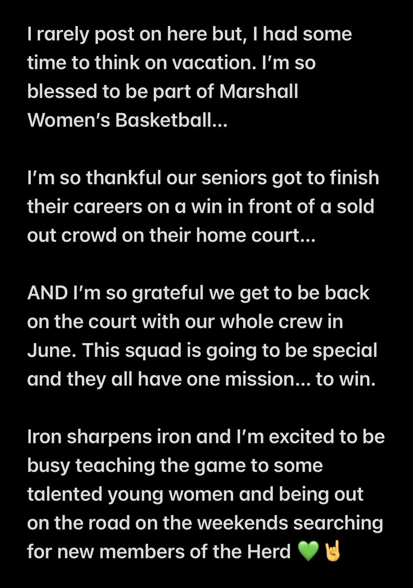 CoachPat95's tweet photo. Reflecting on my first year as an asst. coach and feeling grateful to be in my home state working for @Juli_Fulks + @HerdWBB https://t.co/p1plymk1qZ